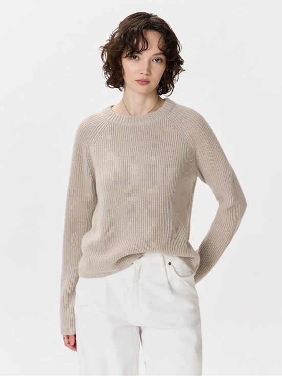 Quince Sweaters - Quince Mongolian Cashmere Fisherman Crewneck Sweater Womens Size Small Beige